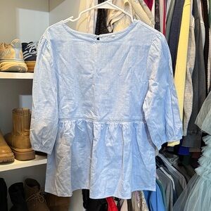 Light Blue Peplum Blouse